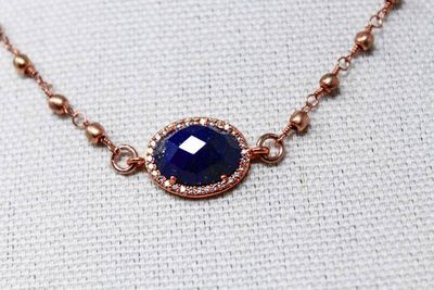 Alternate image for Vermeil Rose Gold Lapis Necklace