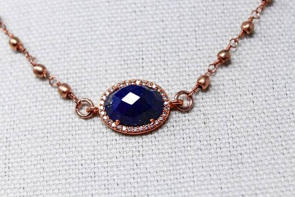 Alternate image for Vermeil Rose Gold Lapis Necklace