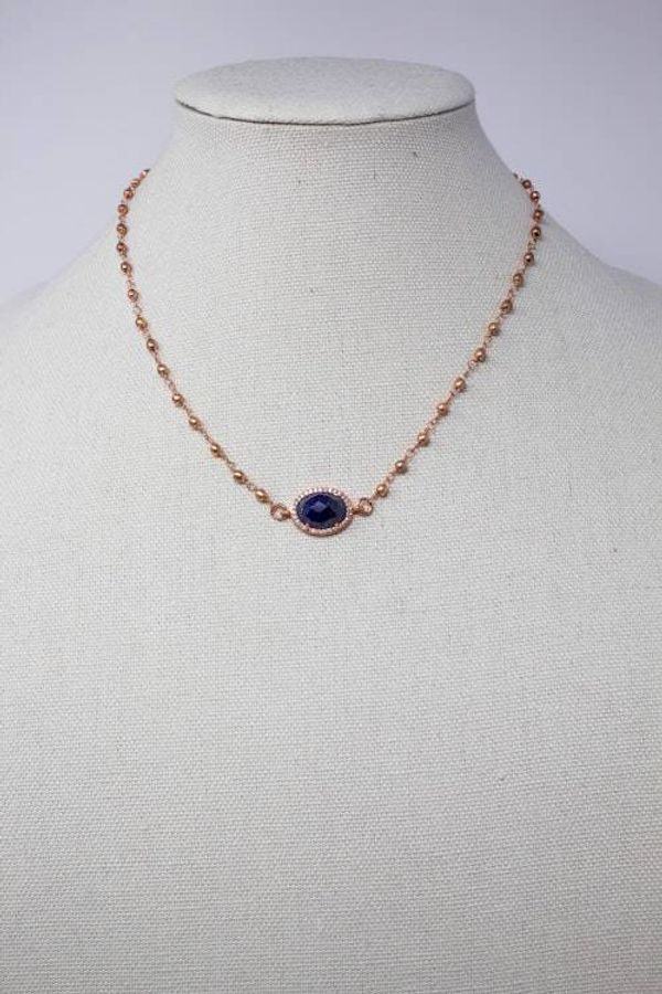 Alternate image for Vermeil Rose Gold Lapis Necklace