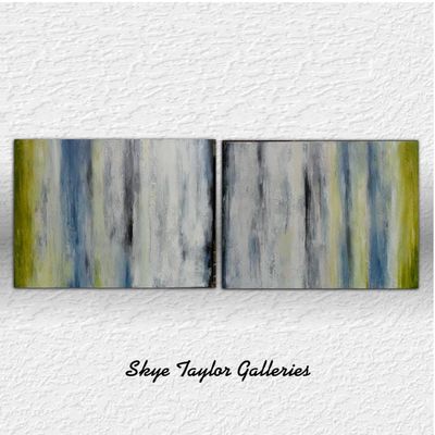 Alternate image for Common Distances – Massive 80 x 30 2-Panel Diptych Atmospheric Abstract Canvas Painting by Skye Taylor