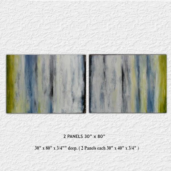 Alternate image for Common Distances – Massive 80 x 30 2-Panel Diptych Atmospheric Abstract Canvas Painting by Skye Taylor