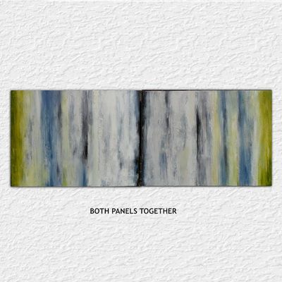 Alternate image for Common Distances – Massive 80 x 30 2-Panel Diptych Atmospheric Abstract Canvas Painting by Skye Taylor