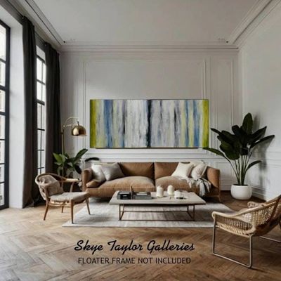 Alternate image for Common Distances – Massive 80 x 30 2-Panel Diptych Atmospheric Abstract Canvas Painting by Skye Taylor