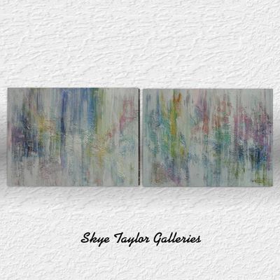 Alternate image for Peppermint Sundays – Massive 80 x 30 2-Panel Diptych Pastel & Jewel Tone Abstract Canvas Painting by Skye Taylor