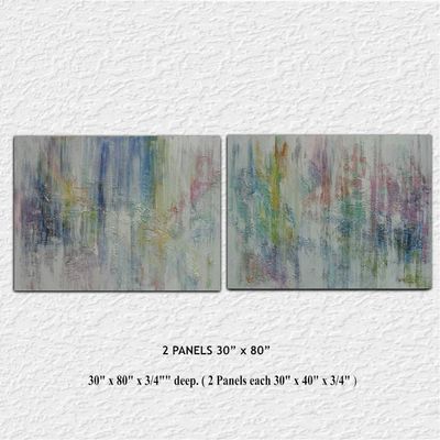 Alternate image for Peppermint Sundays – Massive 80 x 30 2-Panel Diptych Pastel & Jewel Tone Abstract Canvas Painting by Skye Taylor