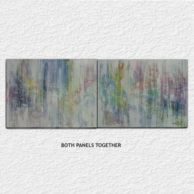 Alternate image for Peppermint Sundays – Massive 80 x 30 2-Panel Diptych Pastel & Jewel Tone Abstract Canvas Painting by Skye Taylor