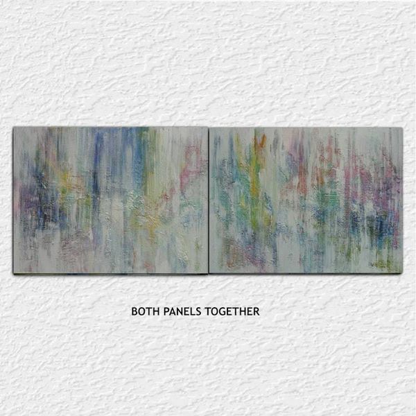 Alternate image for Peppermint Sundays – Massive 80 x 30 2-Panel Diptych Pastel & Jewel Tone Abstract Canvas Painting by Skye Taylor