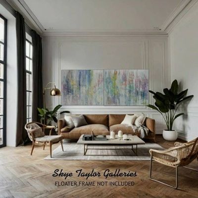 Alternate image for Peppermint Sundays – Massive 80 x 30 2-Panel Diptych Pastel & Jewel Tone Abstract Canvas Painting by Skye Taylor