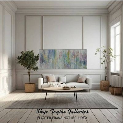 Alternate image for Peppermint Sundays – Massive 80 x 30 2-Panel Diptych Pastel & Jewel Tone Abstract Canvas Painting by Skye Taylor
