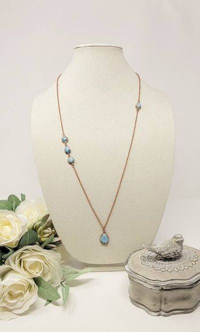 Primary image for Vermeil Rose Gold Larimar Statement Necklace