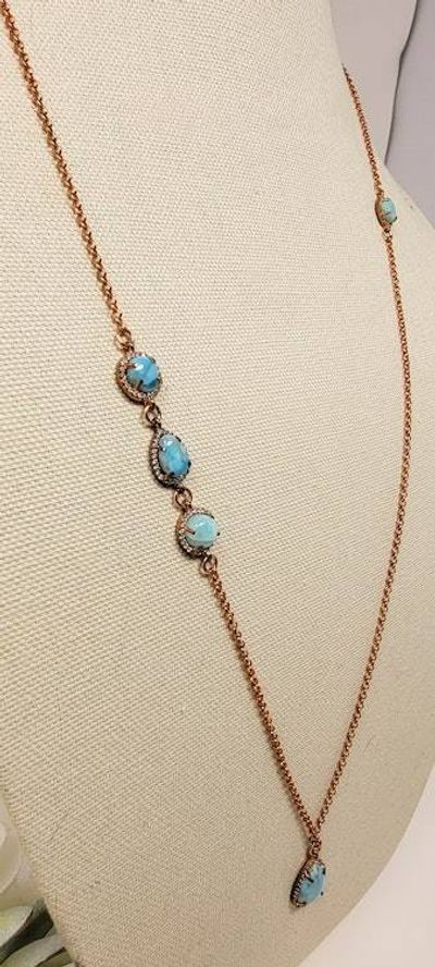 Alternate image for Vermeil Rose Gold Larimar Statement Necklace