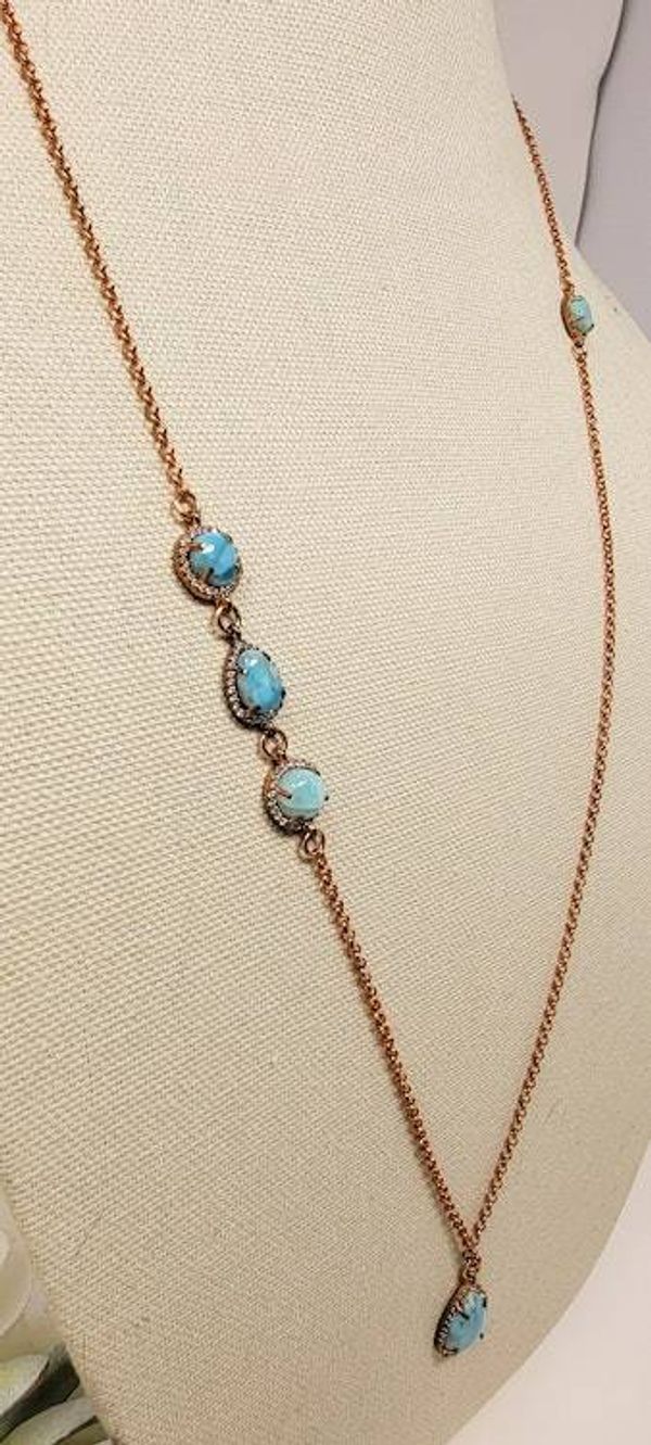 Alternate image for Vermeil Rose Gold Larimar Statement Necklace