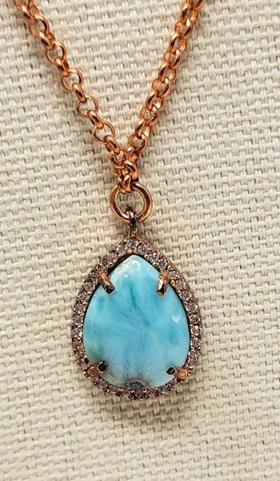 Alternate image for Vermeil Rose Gold Larimar Statement Necklace