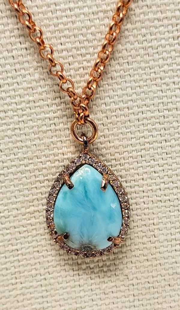 Alternate image for Vermeil Rose Gold Larimar Statement Necklace