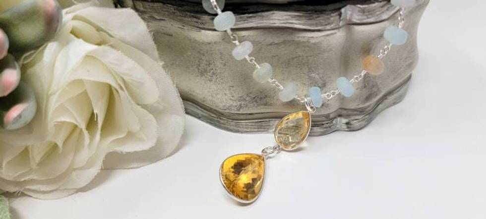 Aquamarine and Citrine Celestial Waters Necklace