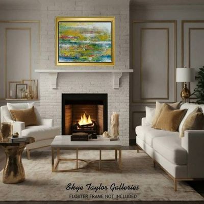 Alternate image for Sea of Blue Spaces – Original 40 x 30 Gerhard Richter Style Dragged Abstract Canvas Painting by Skye Taylor