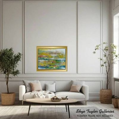 Alternate image for Sea of Blue Spaces – Original 40 x 30 Gerhard Richter Style Dragged Abstract Canvas Painting by Skye Taylor
