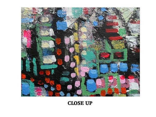 Alternate image for City of Red Fields – Original 40 x 30 Large Mosaic Urban Abstract Canvas Painting by Skye Taylor
