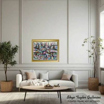 Alternate image for City of Red Fields – Original 40 x 30 Large Mosaic Urban Abstract Canvas Painting by Skye Taylor