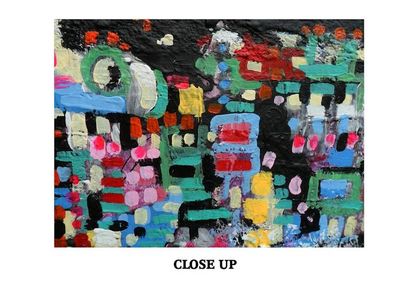 Alternate image for City of Red Fields – Original 40 x 30 Large Mosaic Urban Abstract Canvas Painting by Skye Taylor