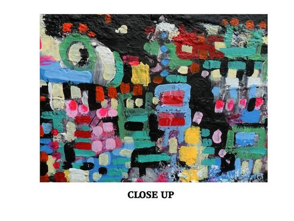 Alternate image for City of Red Fields – Original 40 x 30 Large Mosaic Urban Abstract Canvas Painting by Skye Taylor