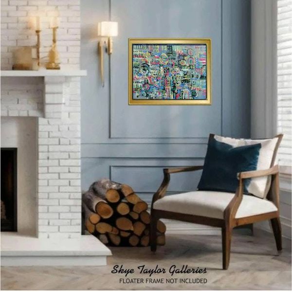 Alternate image for City Lights – Original 36 x 24 Vibrant Urban Abstract Canvas Painting by Skye Taylor