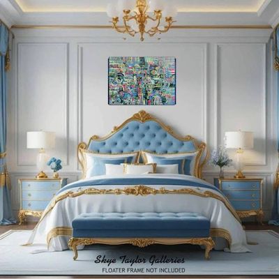 Alternate image for City Lights – Original 36 x 24 Vibrant Urban Abstract Canvas Painting by Skye Taylor