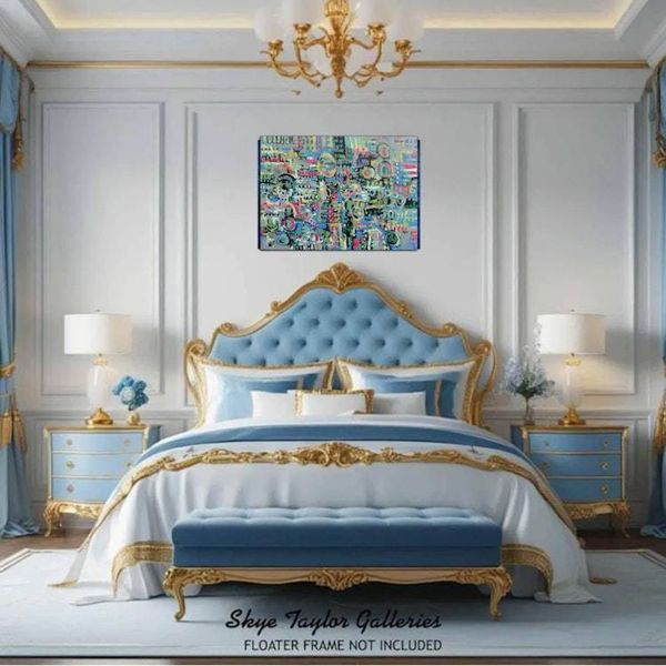 Alternate image for City Lights – Original 36 x 24 Vibrant Urban Abstract Canvas Painting by Skye Taylor
