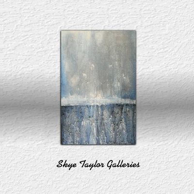 Alternate image for My Blue Island – Original 24 x 36 Heavy Textured Vertical Ocean Horizon Abstract Canvas Painting by Skye Taylor