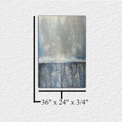 Alternate image for My Blue Island – Original 24 x 36 Heavy Textured Vertical Ocean Horizon Abstract Canvas Painting by Skye Taylor