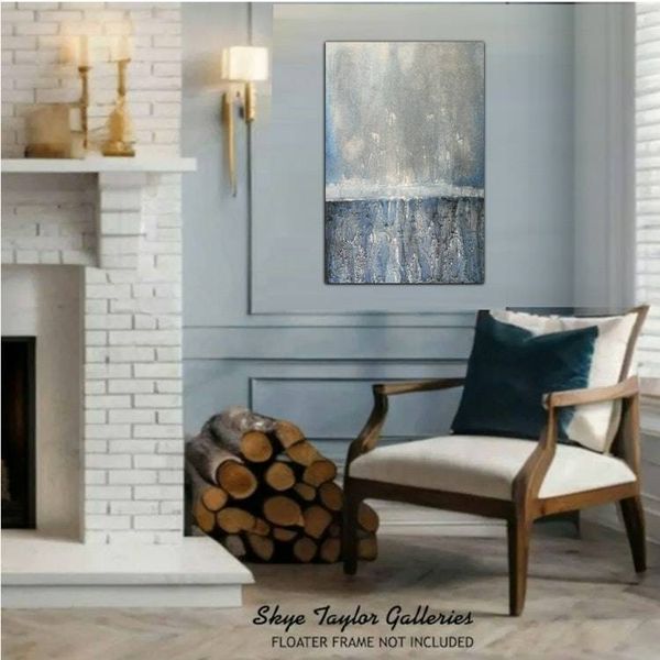 Alternate image for My Blue Island – Original 24 x 36 Heavy Textured Vertical Ocean Horizon Abstract Canvas Painting by Skye Taylor