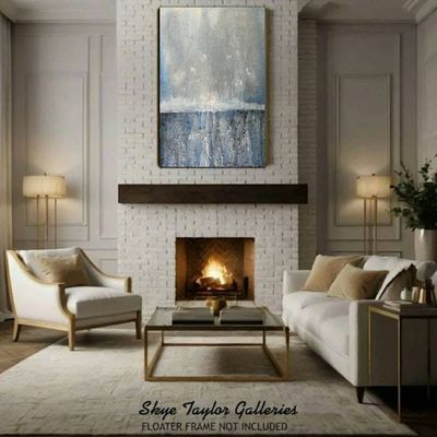 Alternate image for My Blue Island – Original 24 x 36 Heavy Textured Vertical Ocean Horizon Abstract Canvas Painting by Skye Taylor