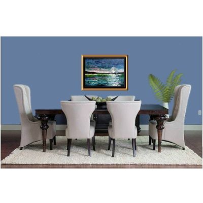 Alternate image for Le Beau Lac No.2 – Original 22 x 28 Moonlit Lake Horizon Impressionist Canvas Painting by Skye Taylor