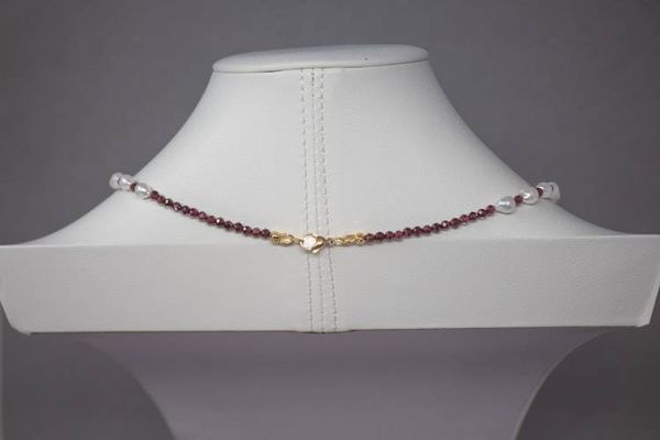 Alternate image for Chinese Saltwater Akoya Pearl and Garnet Necklace