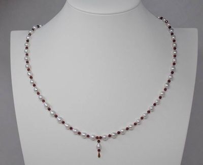 Alternate image for Chinese Saltwater Akoya Pearl and Garnet Necklace