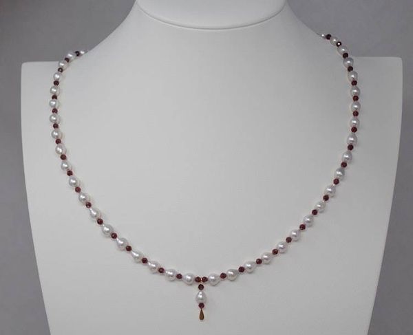 Alternate image for Chinese Saltwater Akoya Pearl and Garnet Necklace