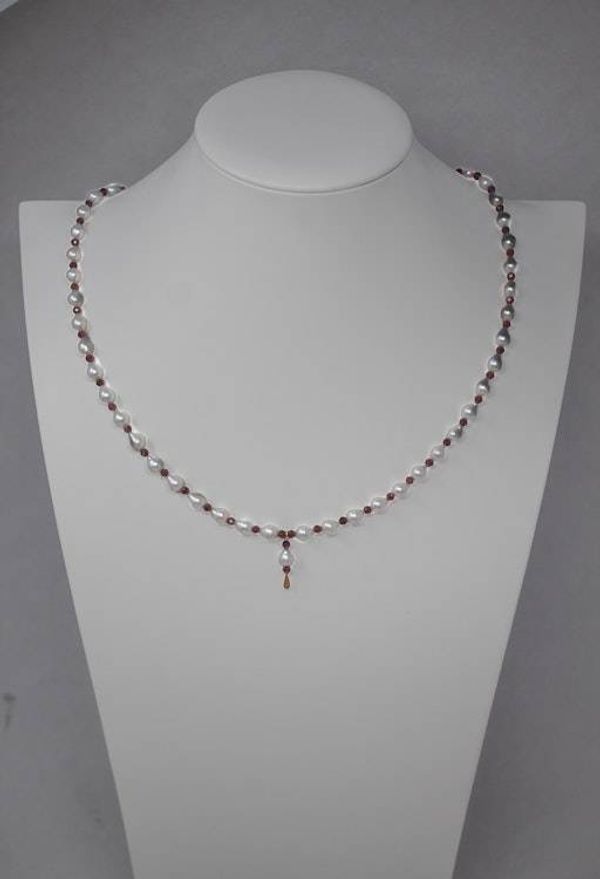 Alternate image for Chinese Saltwater Akoya Pearl and Garnet Necklace