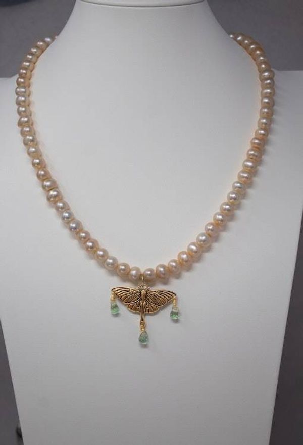 Alternate image for Freshwater Pearl Lunar Moth Necklace