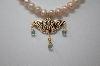 Alternate image for Freshwater Pearl Lunar Moth Necklace