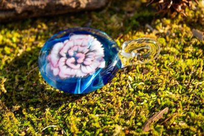 Alternate image for Hand Blown Glass Pink Floral Pendant
