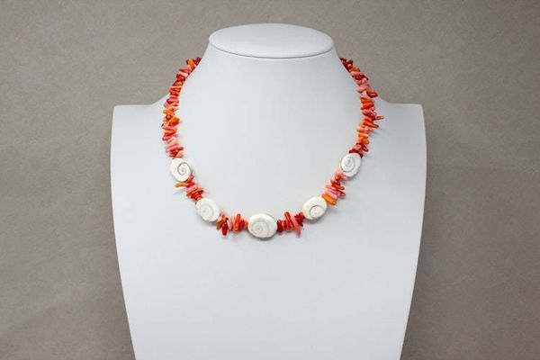 Alternate image for Coral and Shiva Shell Necklace