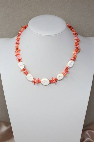Alternate image for Coral and Shiva Shell Necklace