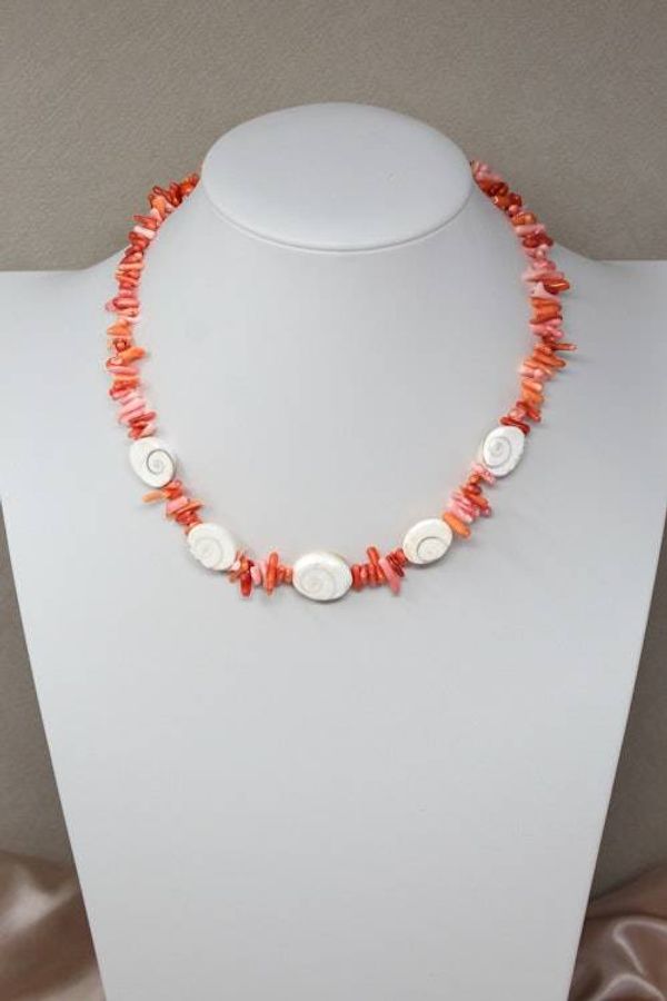 Alternate image for Coral and Shiva Shell Necklace