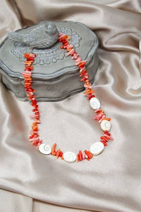 Alternate image for Coral and Shiva Shell Necklace