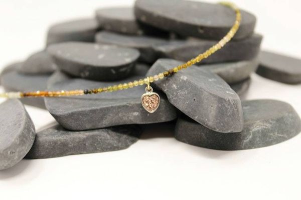 Alternate image for Earthy Tone Tourmaline Heart Charm Necklace