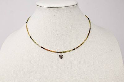 Alternate image for Earthy Tone Tourmaline Heart Charm Necklace