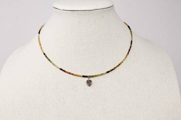 Alternate image for Earthy Tone Tourmaline Heart Charm Necklace