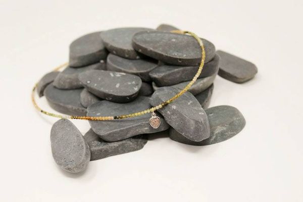 Alternate image for Earthy Tone Tourmaline Heart Charm Necklace