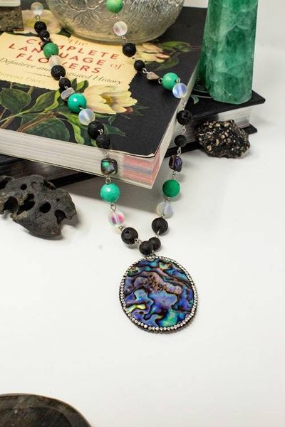 Primary image for Abalone and Blue Peruvian Opal Statement Necklace