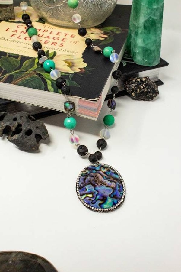 Alternate image for Abalone and Blue Peruvian Opal Statement Necklace
